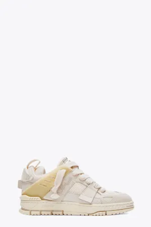 Sneaker bassa in suede, pelle e mesh beige chiaro - Area Patchwork Sneaker