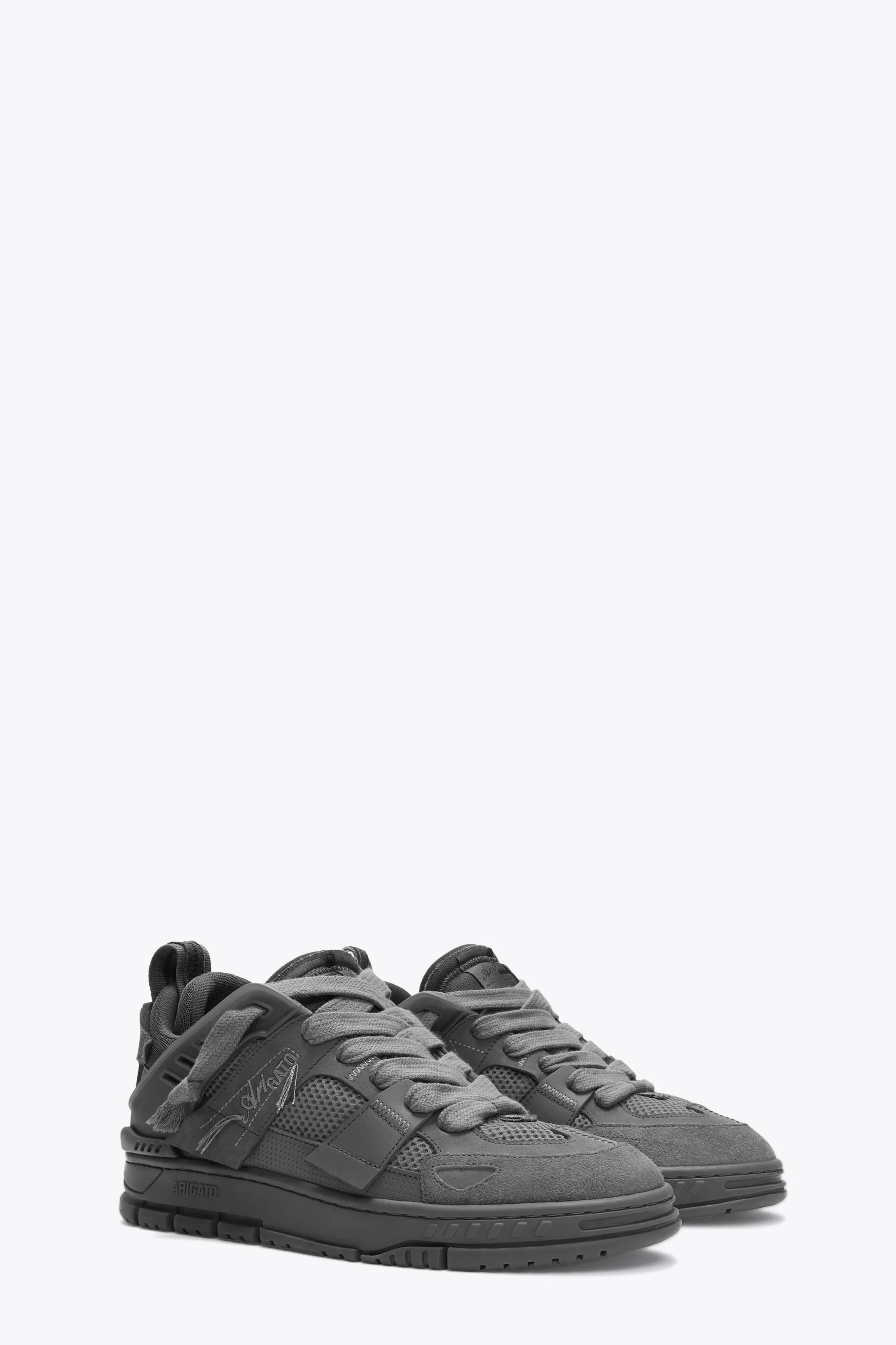 Sneaker bassa in suede, pelle e mesh grigio scuro - Area Patchwork Sneaker