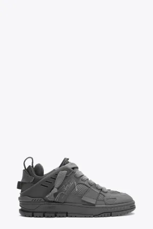 Sneaker bassa in suede, pelle e mesh grigio scuro - Area Patchwork Sneaker