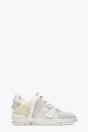 Sneaker bassa in suede, pelle e mesh panna - Area Patchwork Sneaker