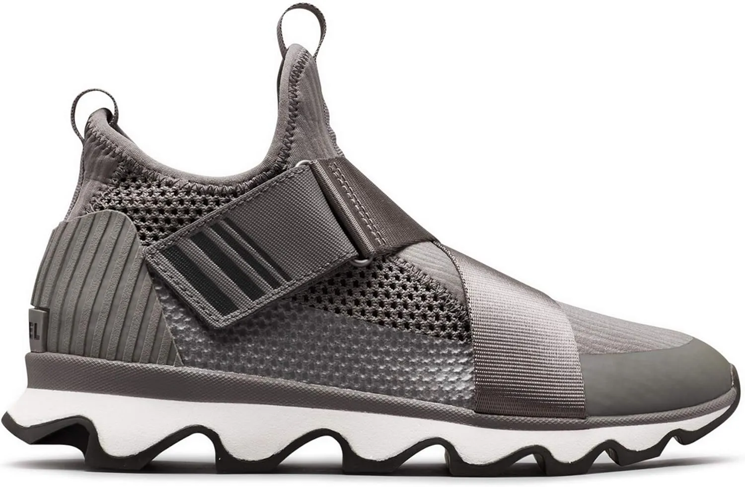 SOREL - Women’s Kinetic Sneak, Knit Sneaker with Scalloped Sole and Stretch Straps