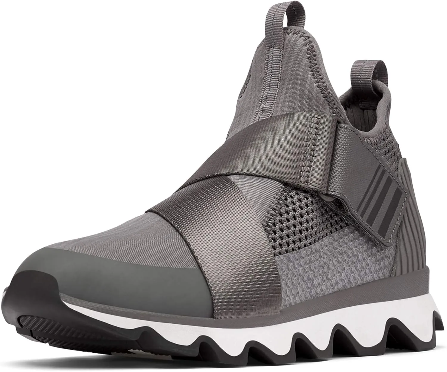 SOREL - Women’s Kinetic Sneak, Knit Sneaker with Scalloped Sole and Stretch Straps