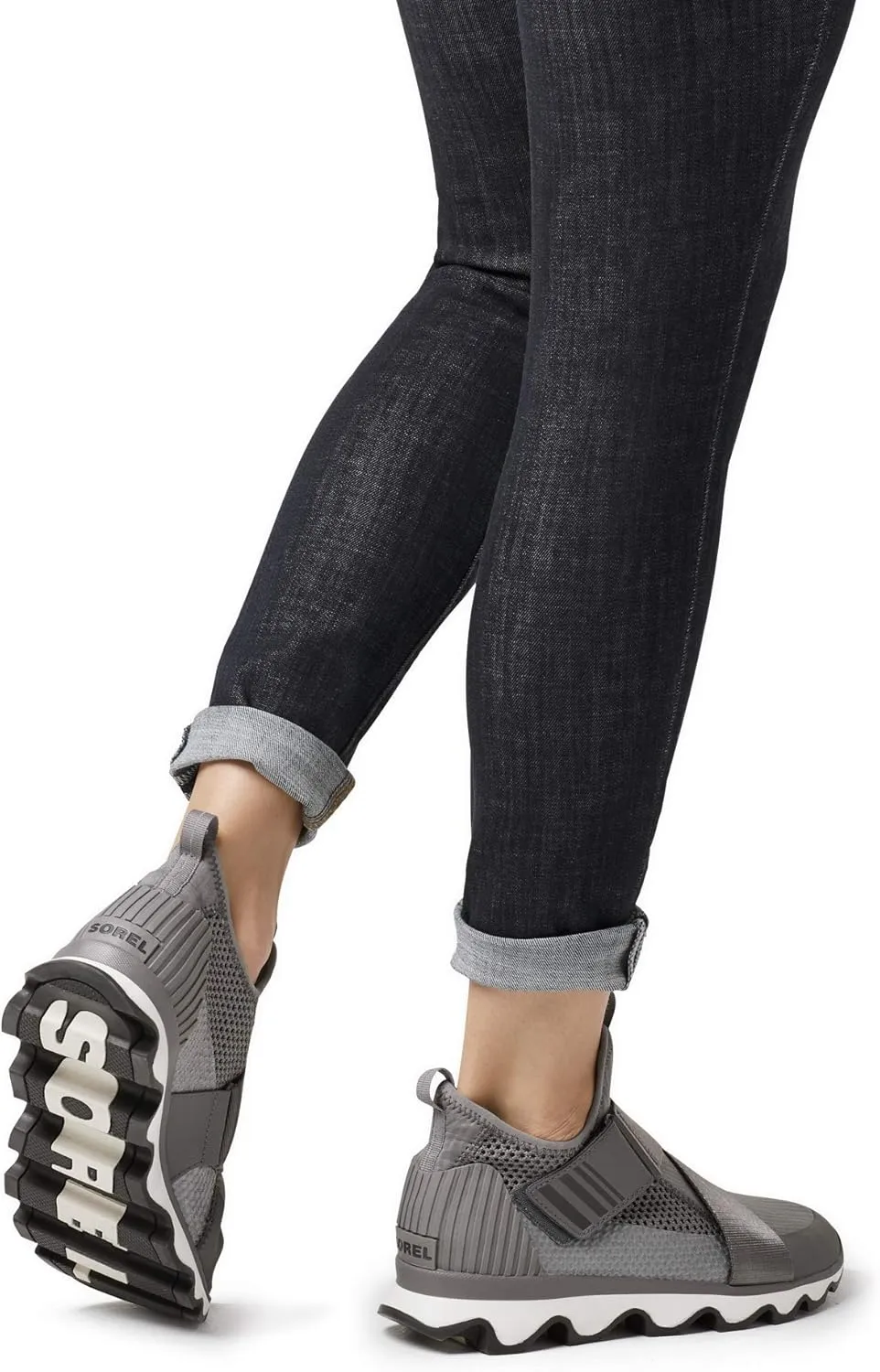 SOREL - Women’s Kinetic Sneak, Knit Sneaker with Scalloped Sole and Stretch Straps