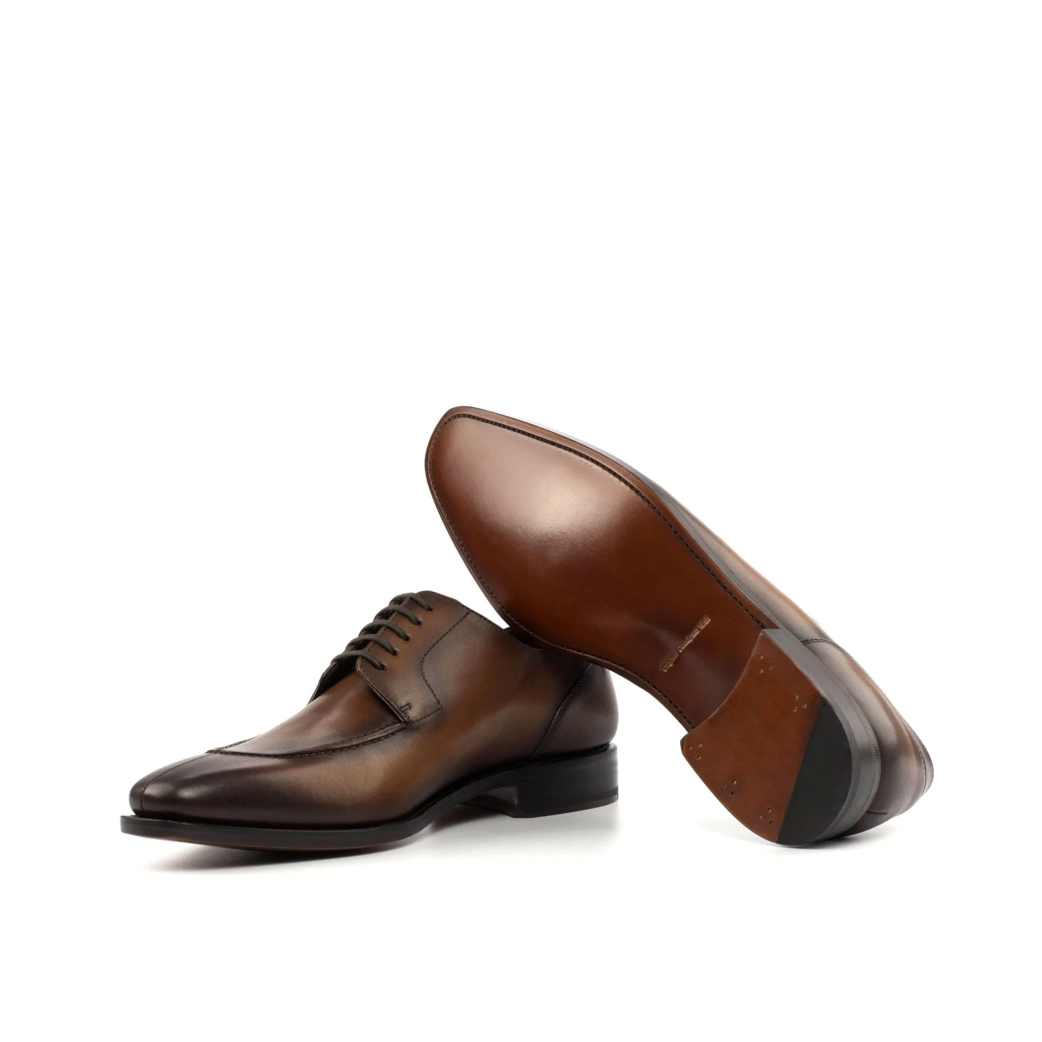 Split Toe Derby in Burnished Hickory Brown Box Calf