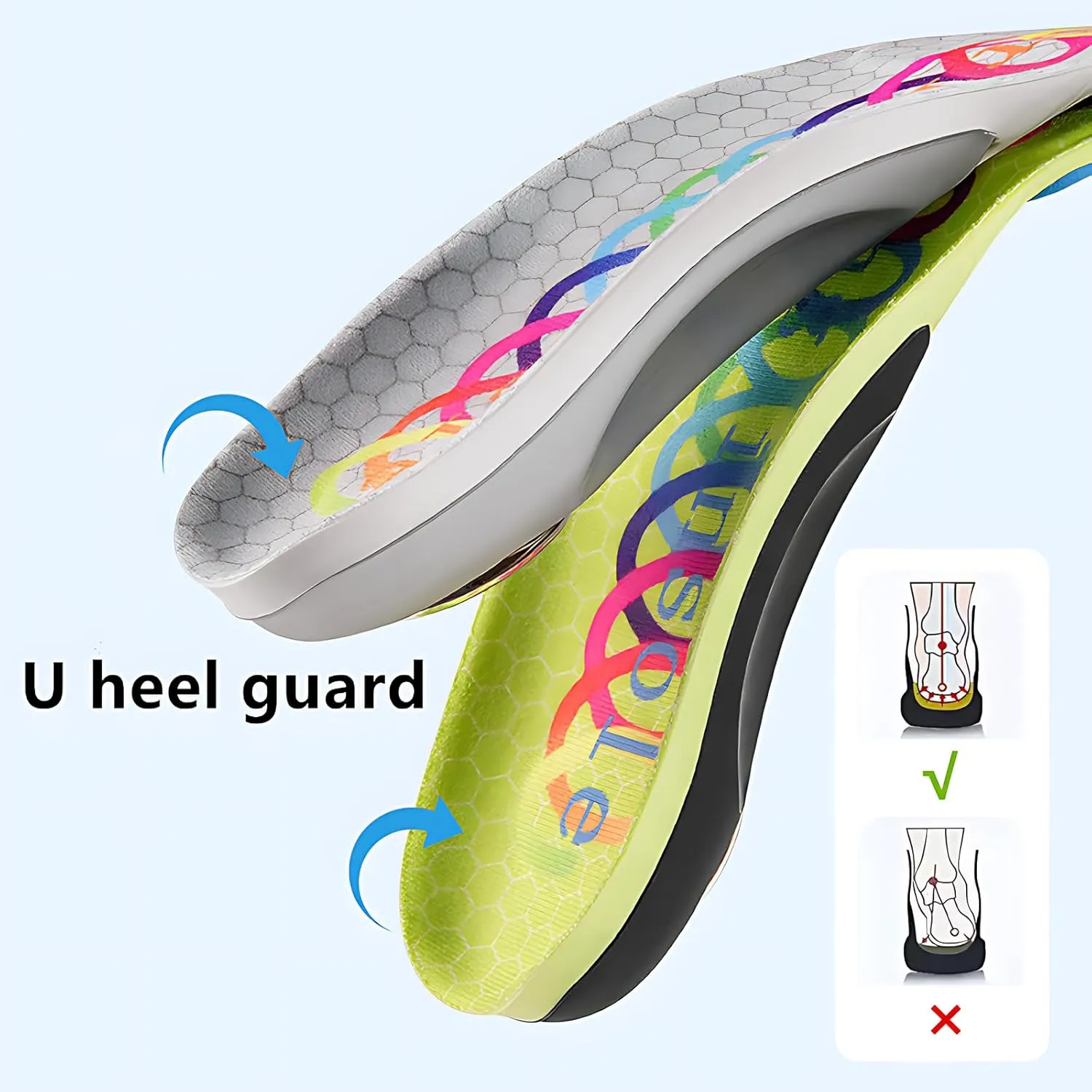 Springs with Airbag Sports Insoles for Men Women, Running Memory Foam Insoles for Shock Absorption, Plantar Fasciitis Arch Support Insoles (Black, Men 9-11/ Women 10-12-300mm)