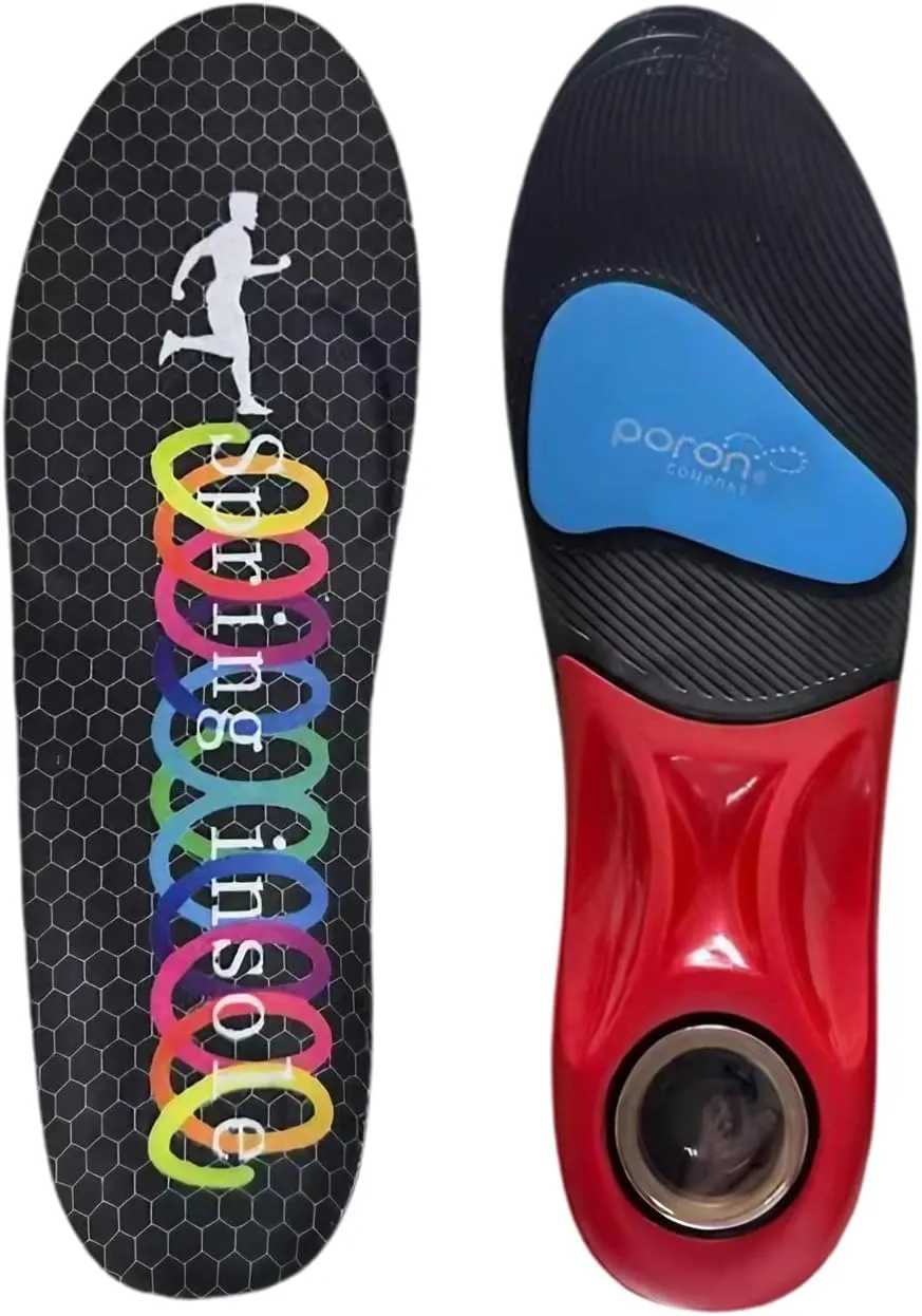 Springs with Airbag Sports Insoles for Men Women, Running Memory Foam Insoles for Shock Absorption, Plantar Fasciitis Arch Support Insoles (Black, Men 9-11/ Women 10-12-300mm)