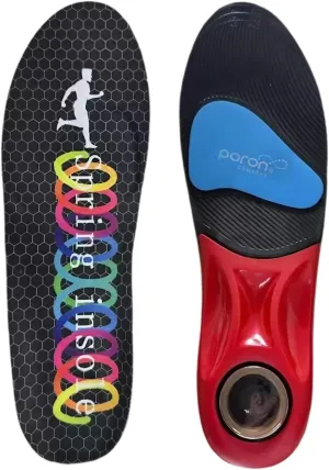 Springs with Airbag Sports Insoles for Men Women, Running Memory Foam Insoles for Shock Absorption, Plantar Fasciitis Arch Support Insoles (Black, Men 9-11/ Women 10-12-300mm)
