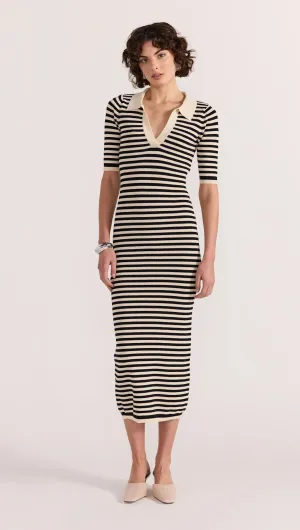 Staple The Label Lana Stripe Knit Dress Black/Cream