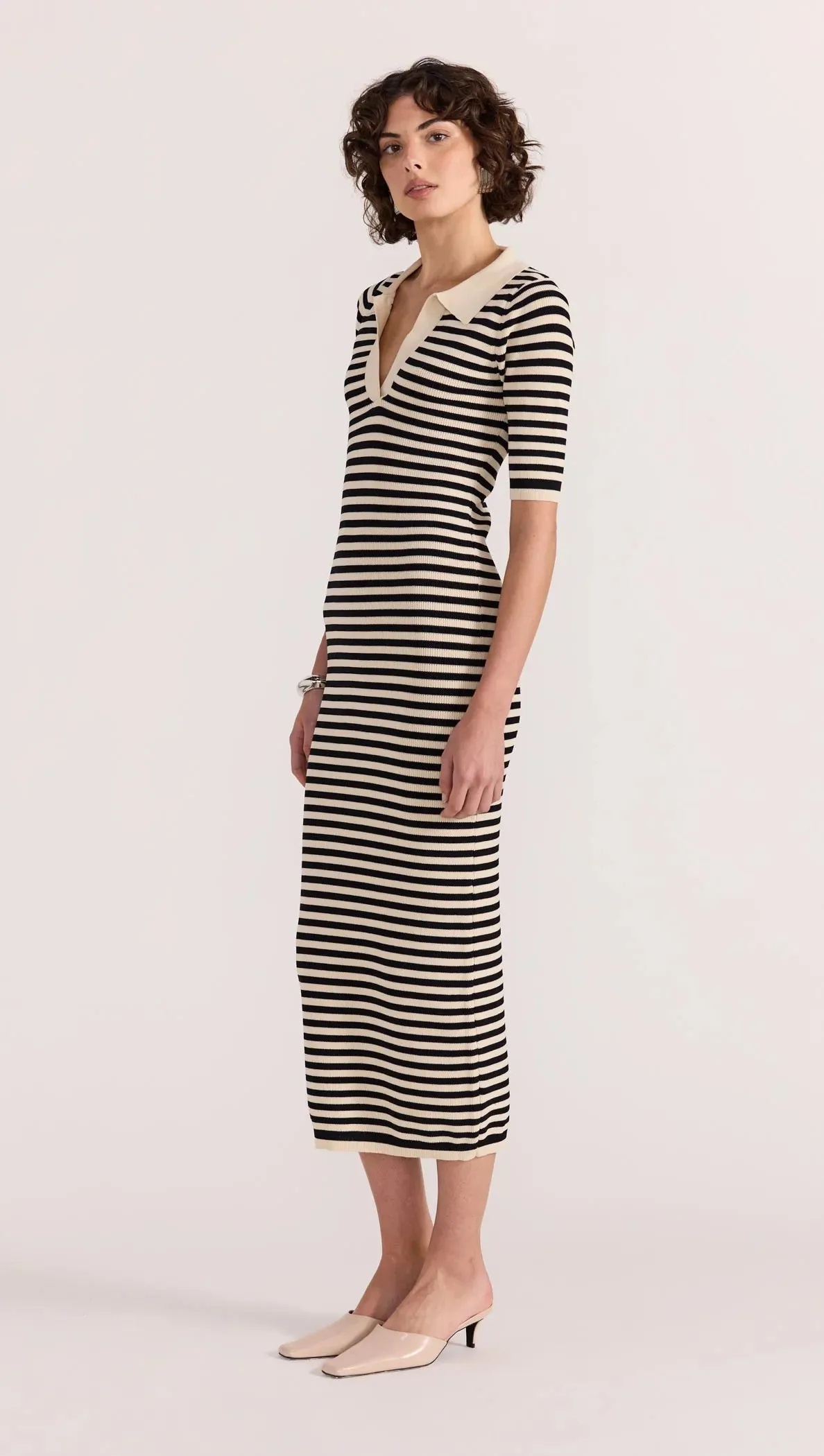 Staple The Label Lana Stripe Knit Dress Black/Cream