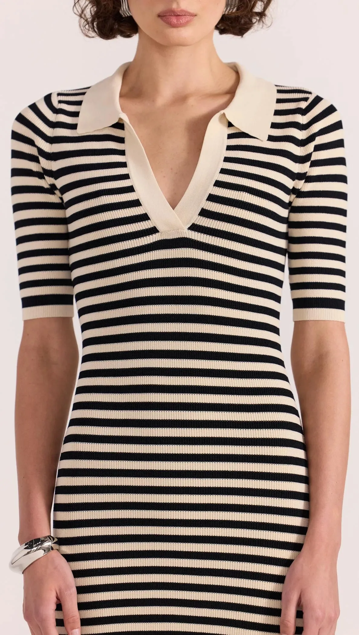 Staple The Label Lana Stripe Knit Dress Black/Cream