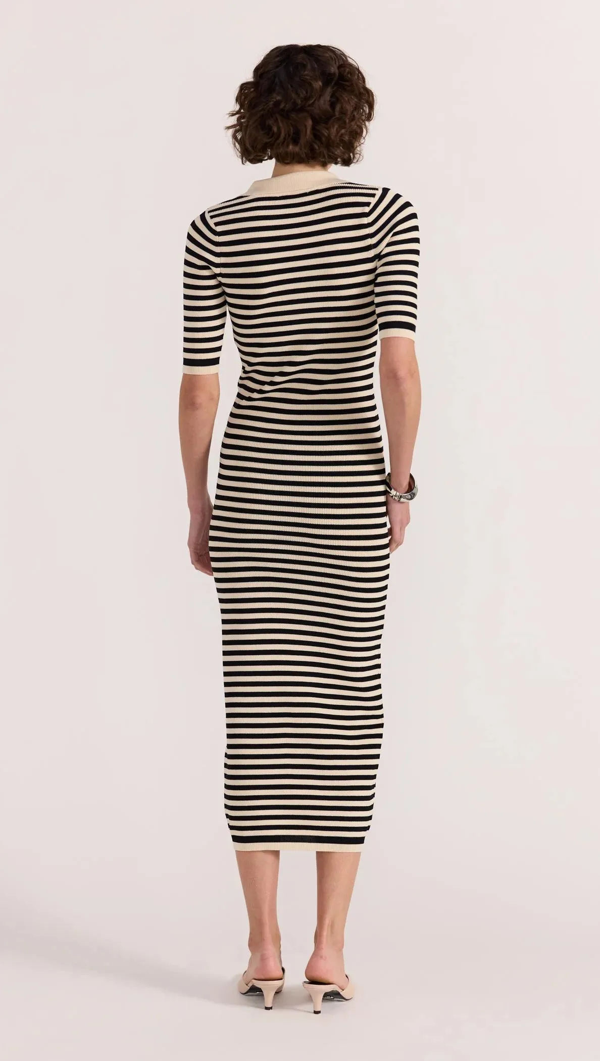 Staple The Label Lana Stripe Knit Dress Black/Cream