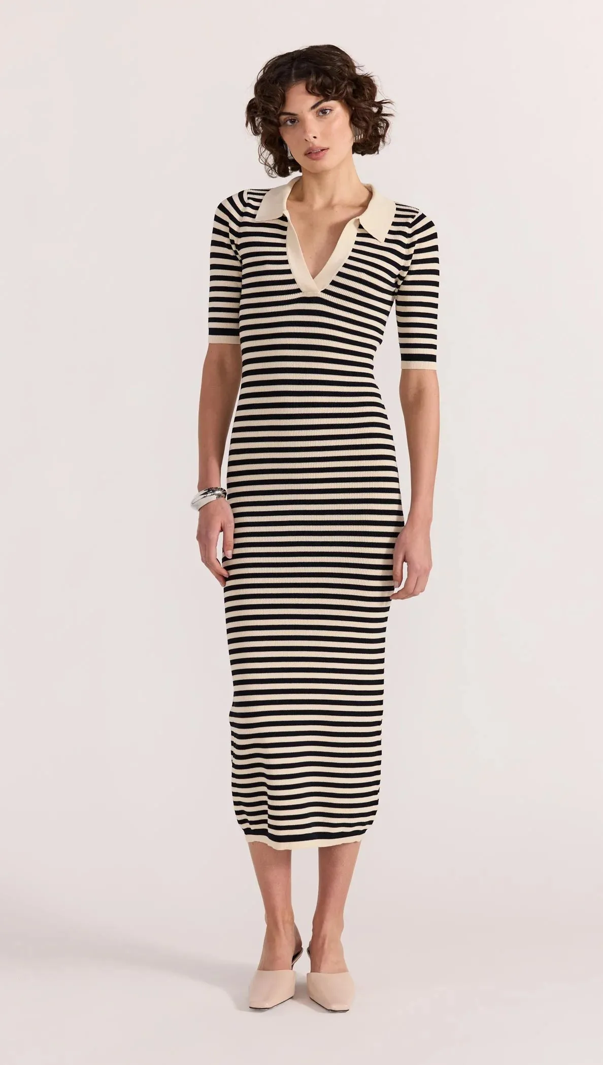 Staple The Label Lana Stripe Knit Dress Black/Cream