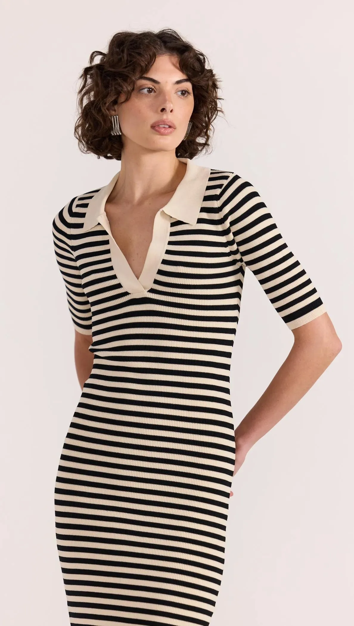 Staple The Label Lana Stripe Knit Dress Black/Cream