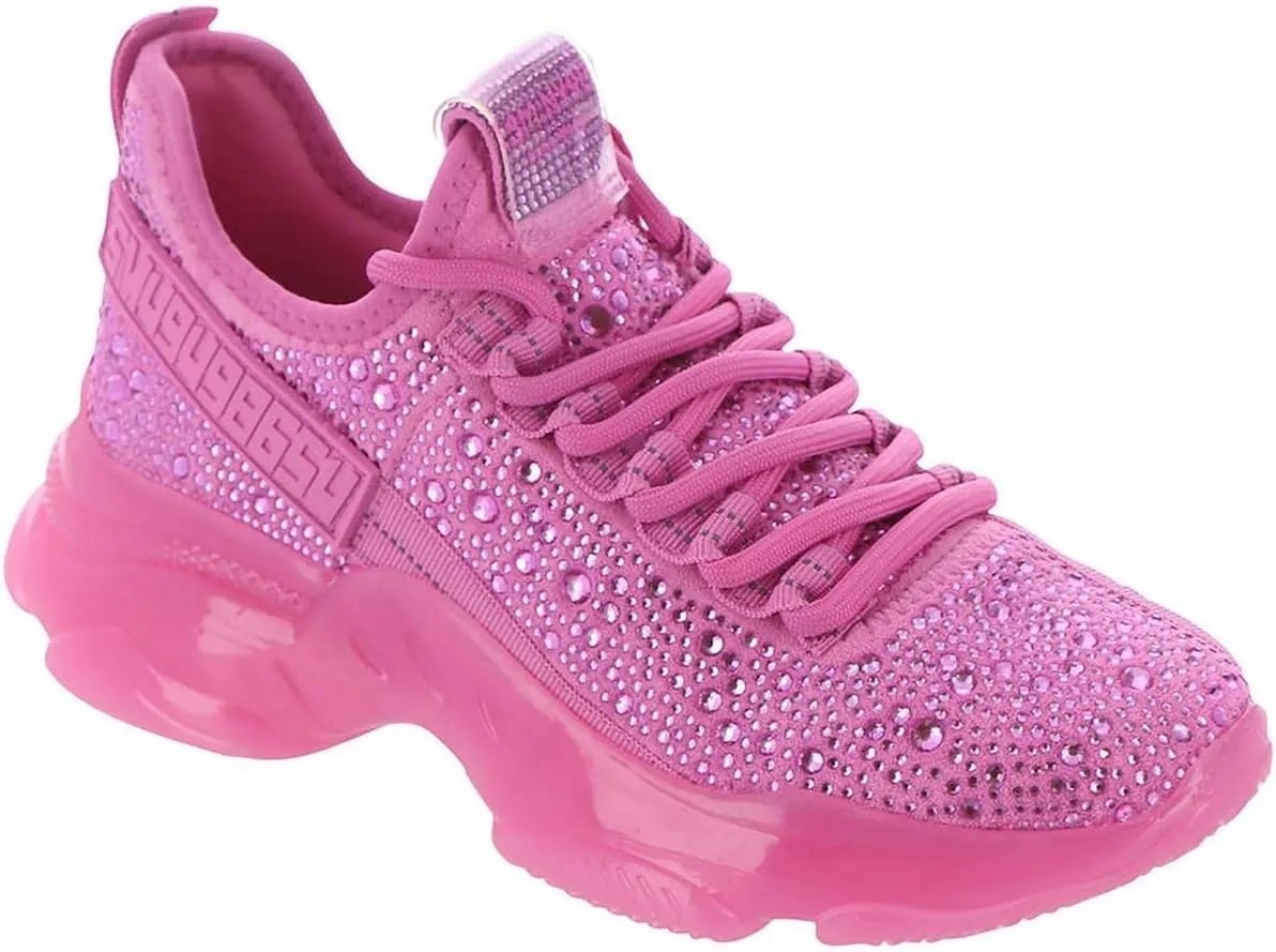 Steve Madden Women's Maxima Sneaker, Pink Rhinestone, 8.5