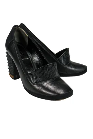 Studded Black Budget-conscious Fendi - Stable Loafer-Style 6 Sz Pumps w/ Heel