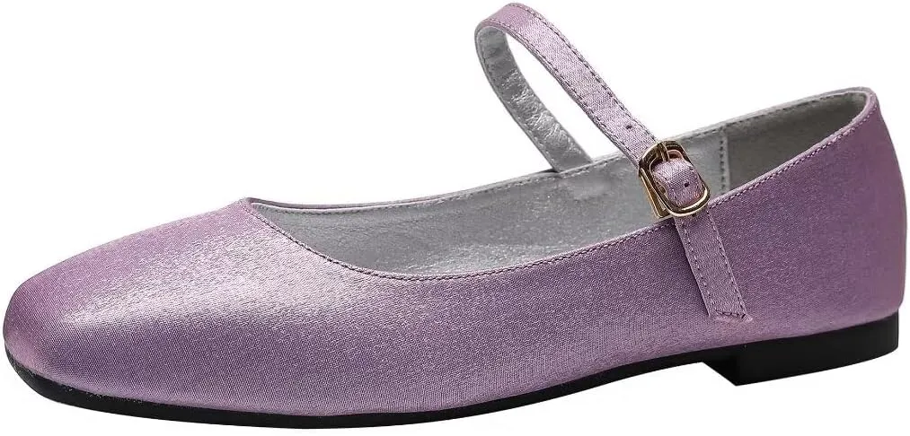 Stunner Women's Retro Square Toe Mary Jane Flats Comfortable One Line Strap Flats