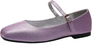 Stunner Women's Retro Square Toe Mary Jane Flats Comfortable One Line Strap Flats