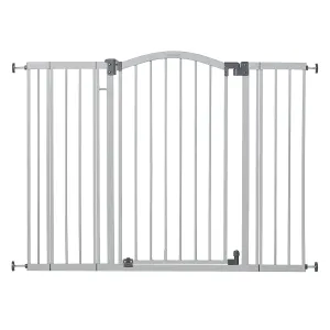 Summer Infant Extra Tall & Wide Safety Pet and Baby Gate, 29.5"-53" Wide, 38" Tall, Pressure or Hardware Mounted, Install on Wall or Banister in Doorway or Stairway, Auto Close Walk-Thru Door - Gray
