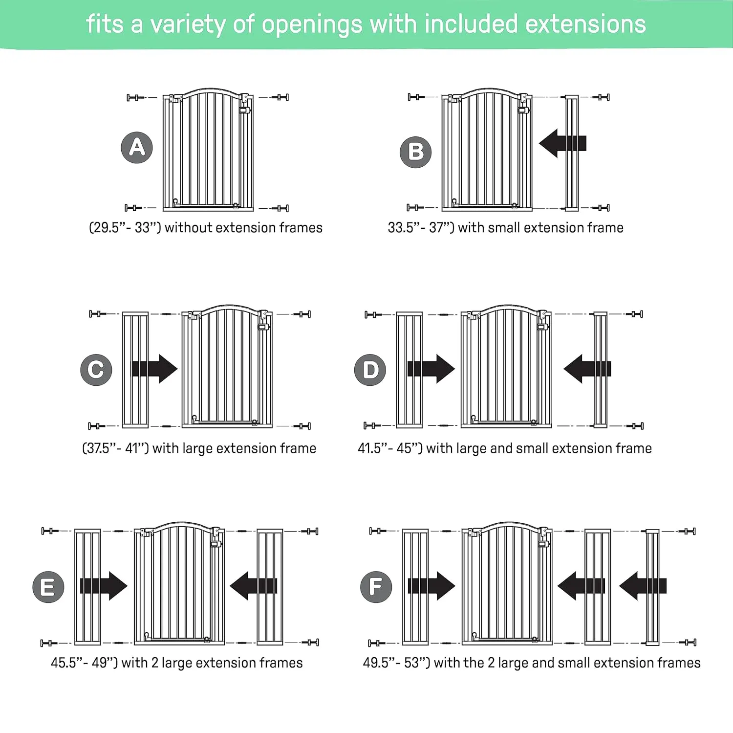 Summer Infant Extra Tall & Wide Safety Pet and Baby Gate, 29.5"-53" Wide, 38" Tall, Pressure or Hardware Mounted, Install on Wall or Banister in Doorway or Stairway, Auto Close Walk-Thru Door - Gray