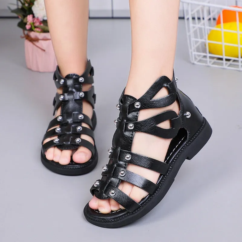 Summer Roman Sandals Girls Gladiator Boots Narrow Band Fashion