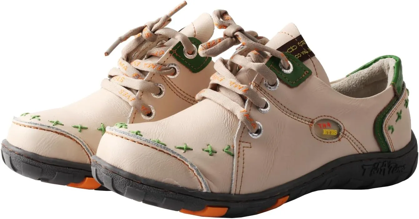 TMA EYES Women's Flat Shoes Lace-Up Fashion Leather Shoes