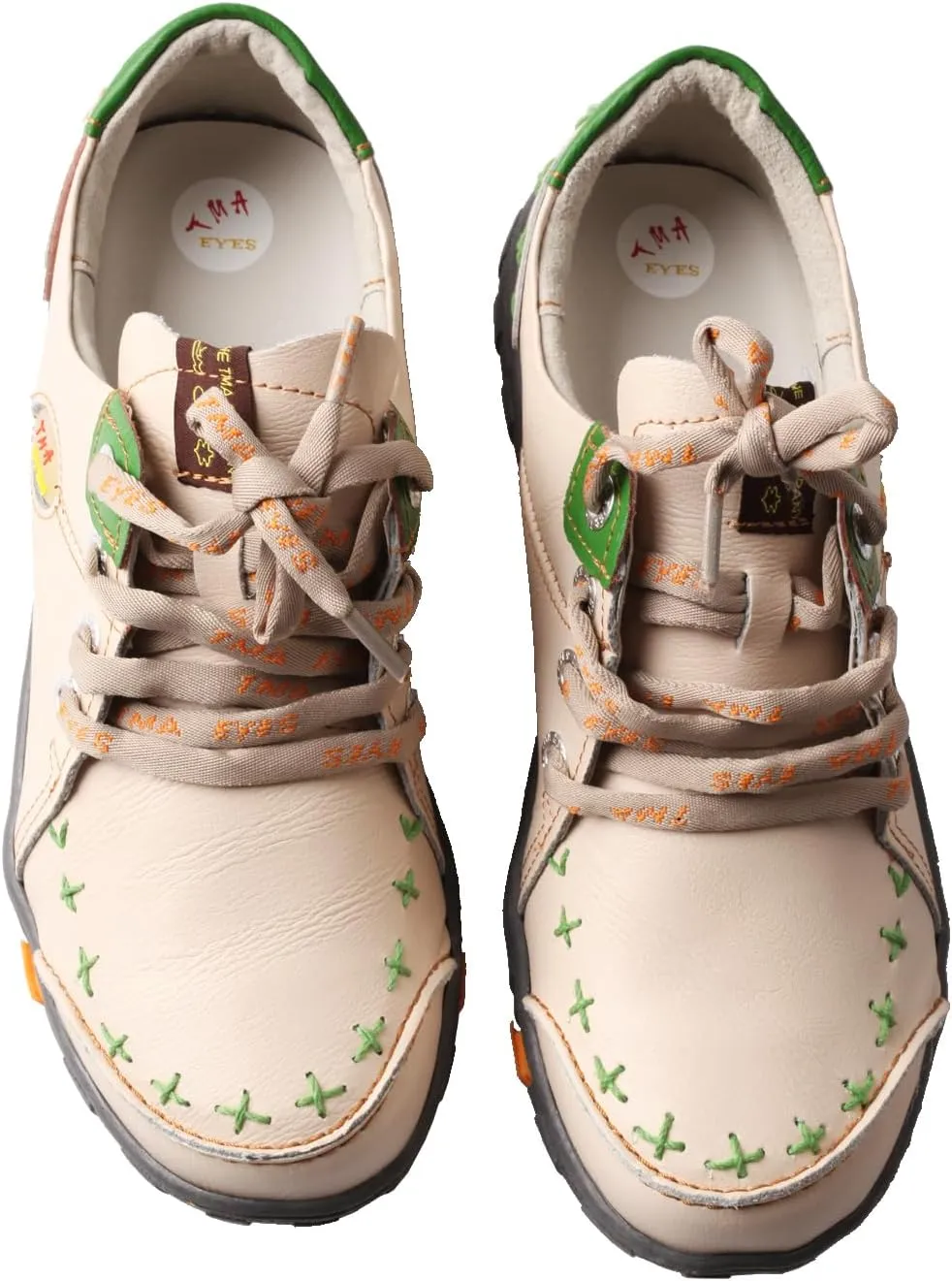 TMA EYES Women's Flat Shoes Lace-Up Fashion Leather Shoes