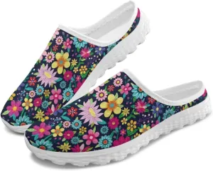 Tropical Flora Women's Arch Support Mule Garden Shoes Slip On Loafers Breathable Summer Barefoot Walking Flat