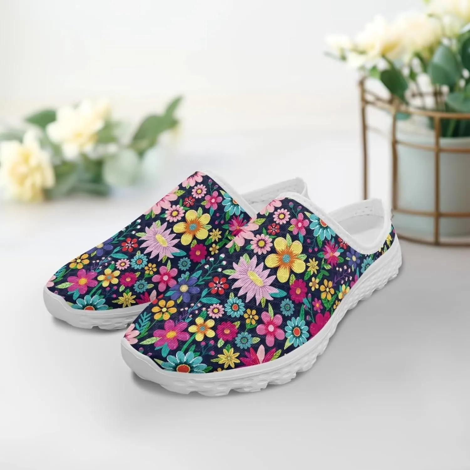 Tropical Flora Women's Arch Support Mule Garden Shoes Slip On Loafers Breathable Summer Barefoot Walking Flat