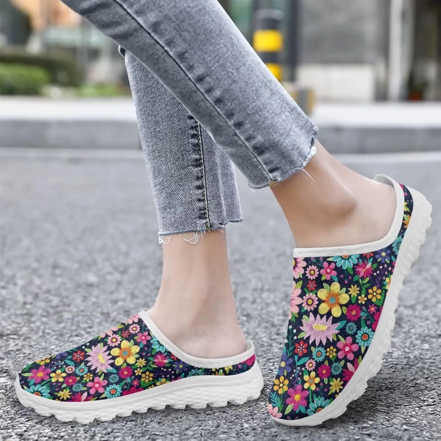 Tropical Flora Women's Arch Support Mule Garden Shoes Slip On Loafers Breathable Summer Barefoot Walking Flat