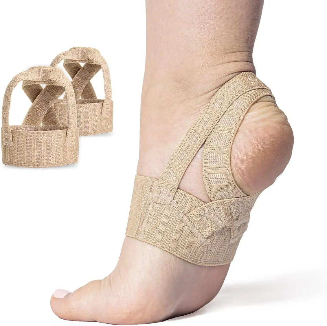 Tuli's X Brace Plus, Arch Support Brace and Compression with Added Strap for Sever's Disease, Plantar Fasciitis, and Heel Pain, 1 Pair, Small