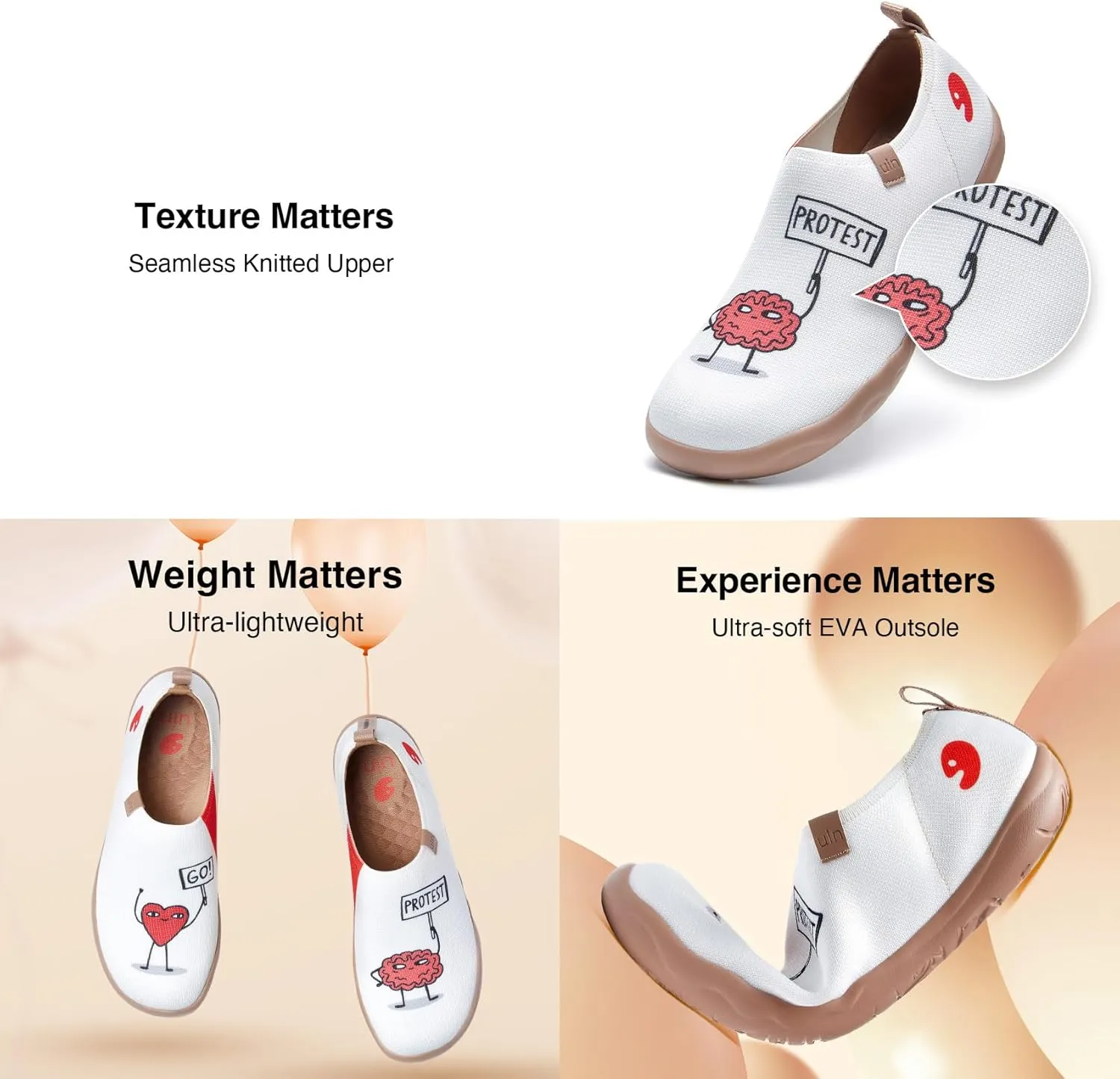 UIN Women's Art Travel Shoes Toledo Ⅰ Knit Slip On Comfort Sneaker Art Series