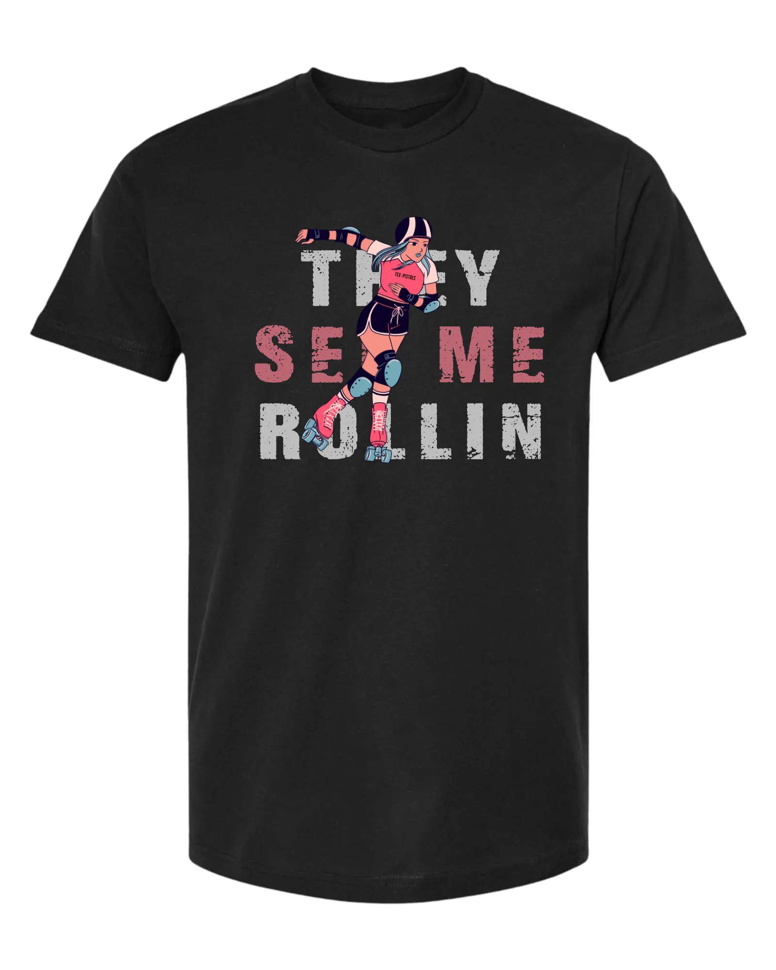 Unisex crew-neck short sleeve "They see me rollin" skater girl tee