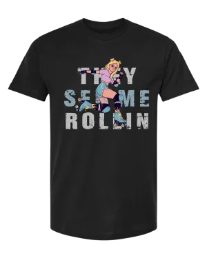 Unisex crew-neck short sleeve "They see me rollin" skater girl tee