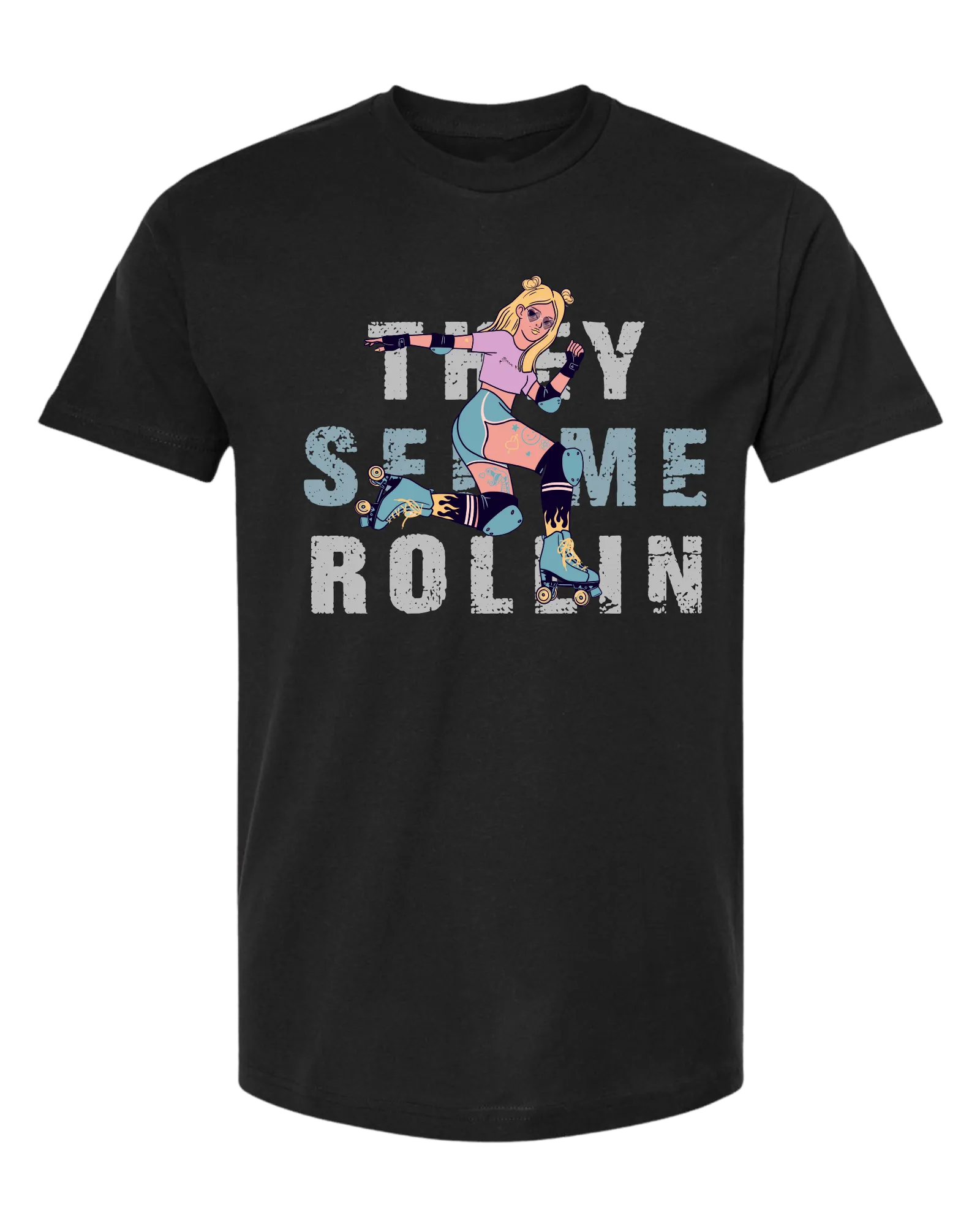 Unisex crew-neck short sleeve "They see me rollin" skater girl tee