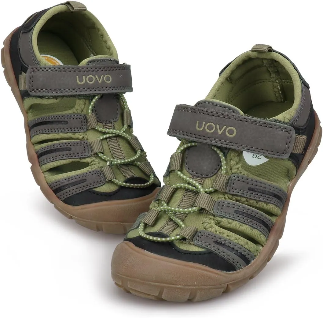 UOVO Boys Sandals Hiking Athletic Closed-Toe Beach Sandals Kids Summer Shoes (12 M US Little Kid, Green/Black)