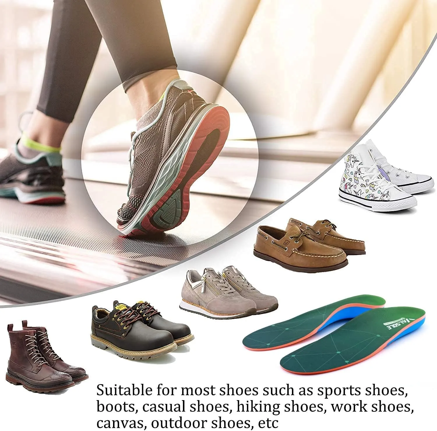 VALSOLE Plantar Fasciitis Orthotic Shoe Inserts,Athletic Running Insoles for Women and Men,Arch Support Gel Comfort Shoe Insoles,Relieve Fallen Arch,Flat Feet,metatarsalgia,Pronation,Heel Pain…