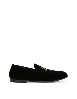 Velvet loafer with logo