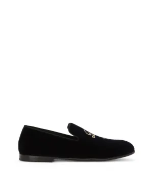 Velvet loafer with logo