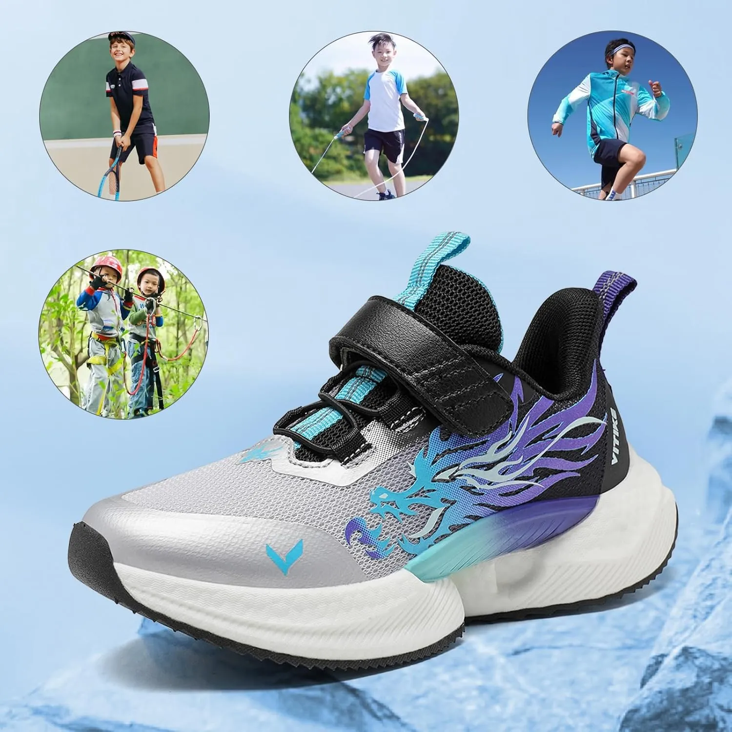 VITUOFLY Boys Sneakers Kids Running Shoes Girls Mesh Fitness Shoe Indoor Training Sneaker Lightweight Outdoor Sports Athletic Tennis Shoes for Little Kid/Big Kid