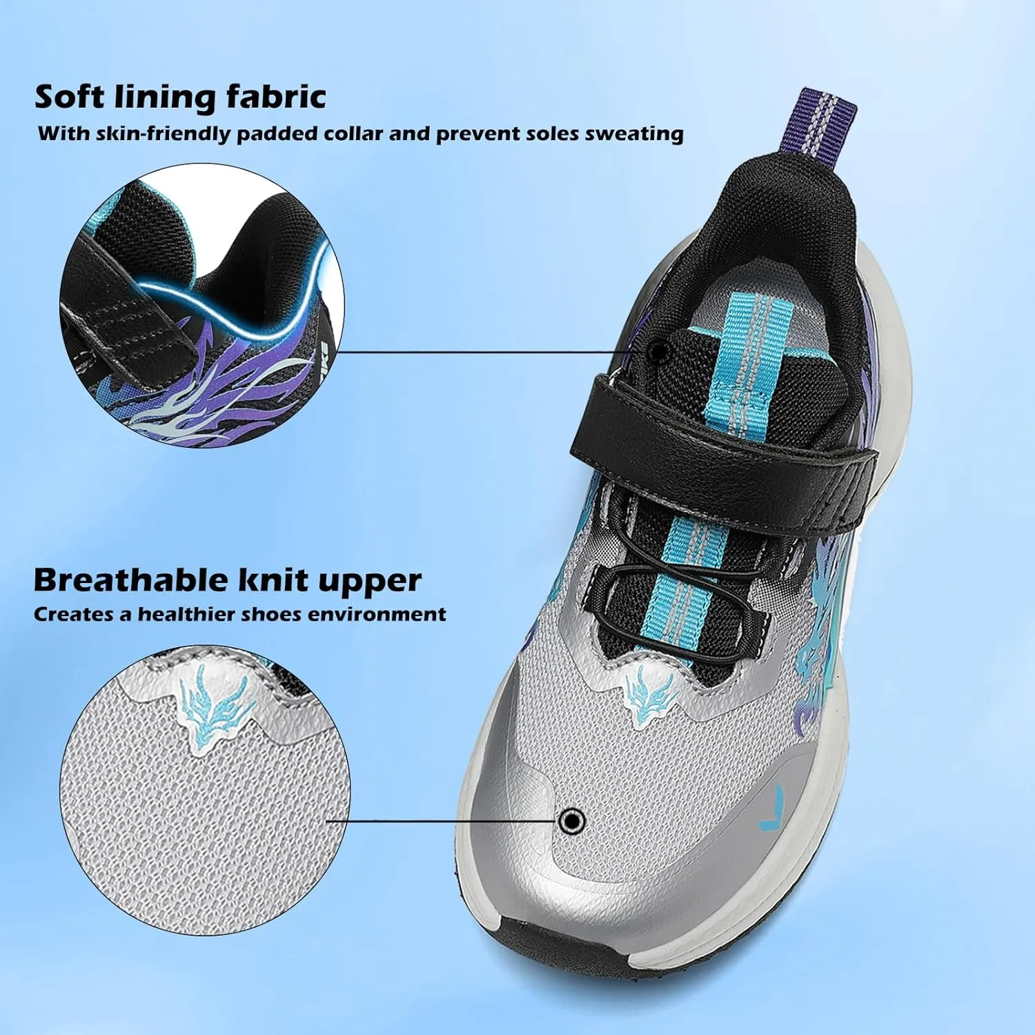 VITUOFLY Boys Sneakers Kids Running Shoes Girls Mesh Fitness Shoe Indoor Training Sneaker Lightweight Outdoor Sports Athletic Tennis Shoes for Little Kid/Big Kid