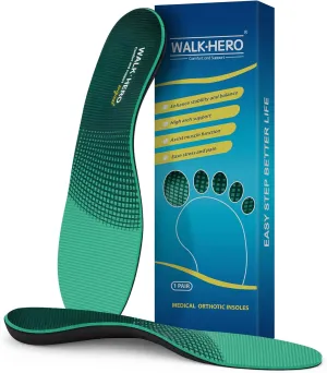 Walkhero Arch Support Insoles - Plantar Fasciitis Orthotic Shoe Inserts with Everyday Comfort and Support, Relieve Foot Pain and Flat Foot (Mens 6-6 1/2 | Womens 8-8 1/2 Green)