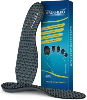 Walkhero Orthotic Inserts for Plantar Fasciitis, Arch Support Insoles for Everyday Comfort and Support, Relieve Foot Pain and Flat Foot (Mens 9-9 1/2 | Womens 11-11 1/2 Gray)