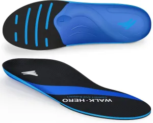 WalkHero Plantar Fasciitis Insoles - All-Around Arch Support Inserts with Shock Absorbing and Cushioning, Orthotic Insoles for Flat Feet and Daily Walking (Mens 14-14.5, Navy Blue)