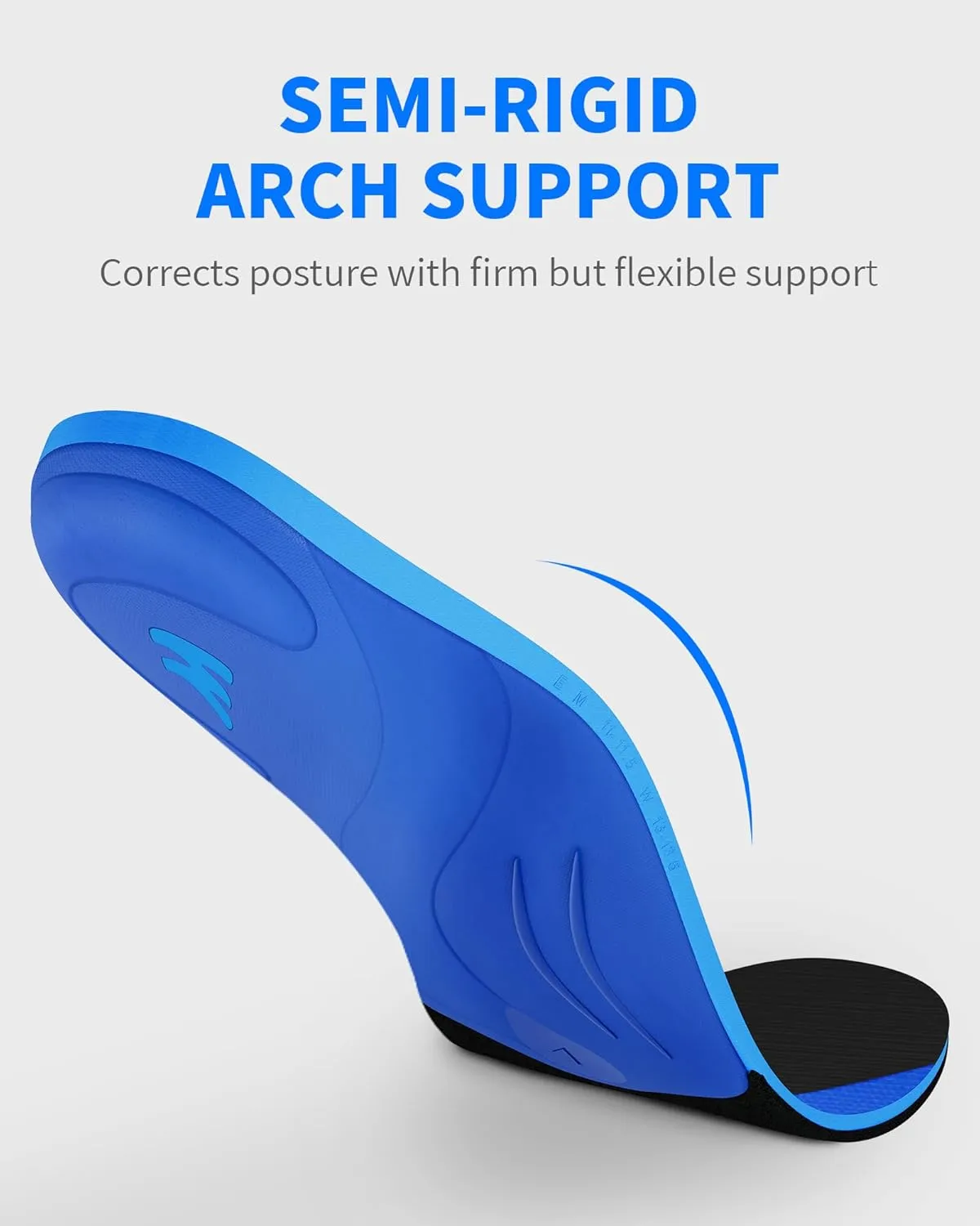 WalkHero Plantar Fasciitis Insoles - All-Around Arch Support Inserts with Shock Absorbing and Cushioning, Orthotic Insoles for Flat Feet and Daily Walking (Mens 14-14.5, Navy Blue)
