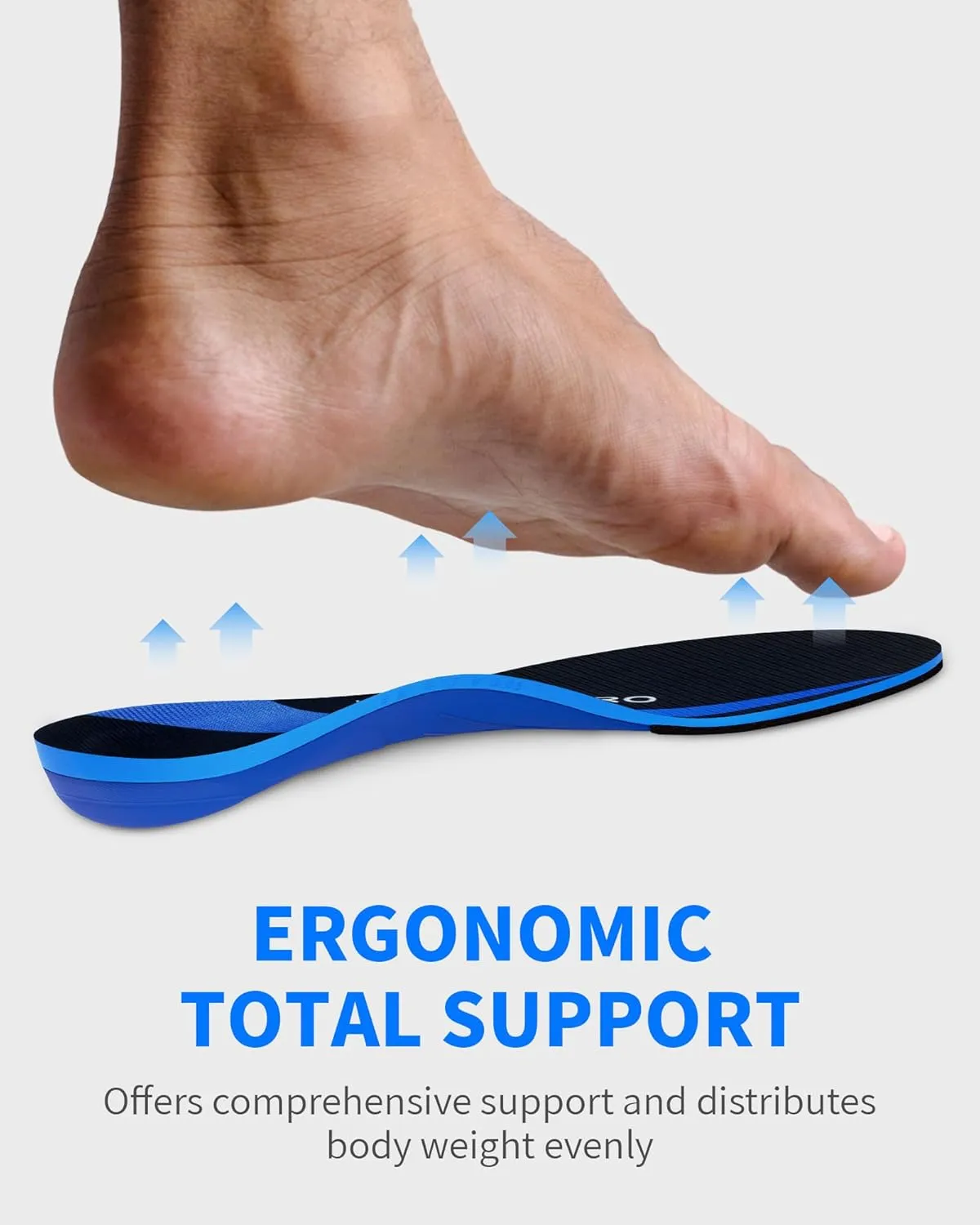 WalkHero Plantar Fasciitis Insoles - All-Around Arch Support Inserts with Shock Absorbing and Cushioning, Orthotic Insoles for Flat Feet and Daily Walking (Mens 14-14.5, Navy Blue)