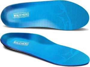 Walkhero Plantar Fasciitis Pain Relief Insoles High Arch Support Orthotic Shoes Inserts, Relieve Flat Feet and Foot Fatigue (Mens 7-7 1/2 | Womens 9-9 1/2, Light Blue)