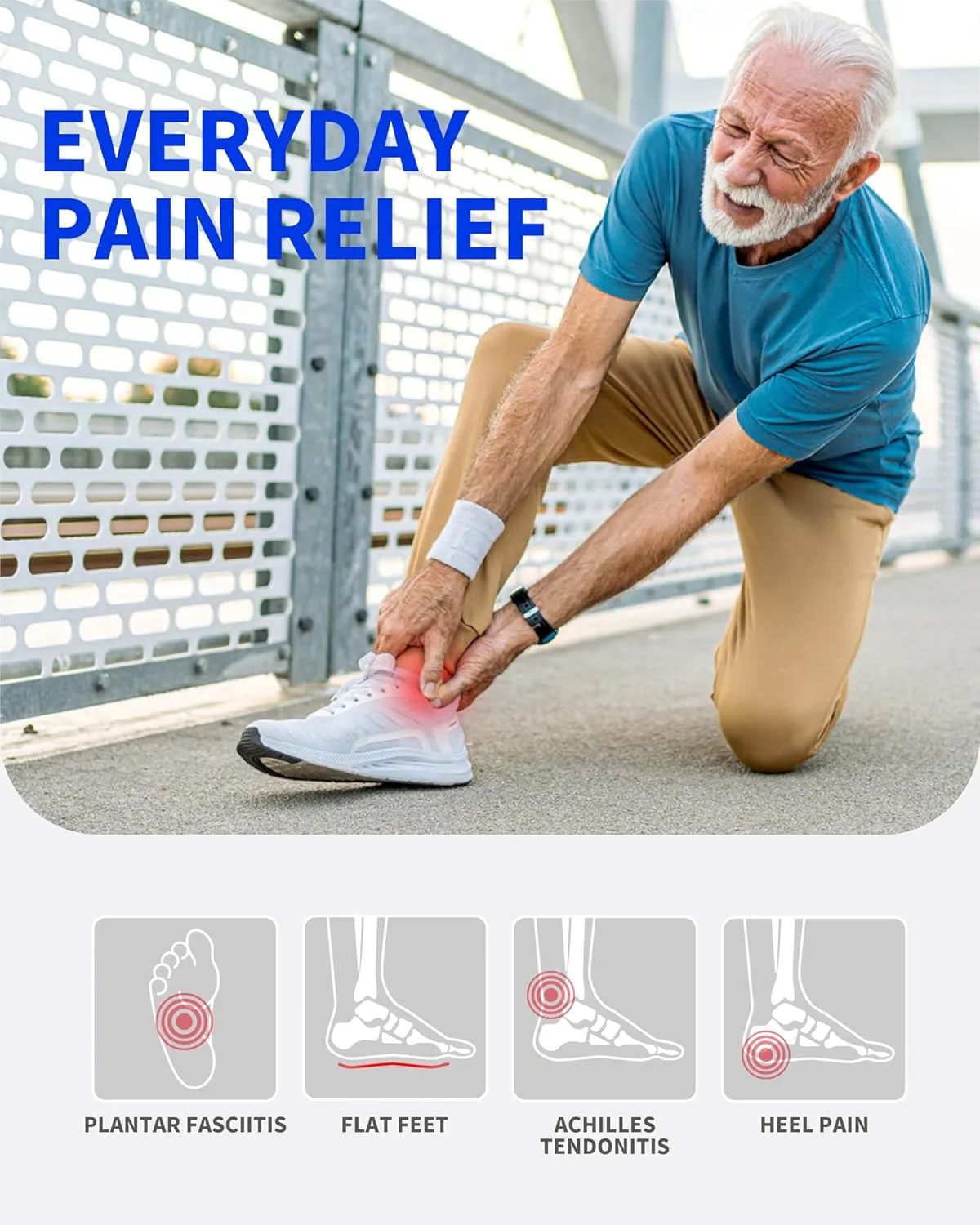 WalkHero Plantar Fasciitis Relief Inserts for Men Women - Arch Support Insoles - Full Length Orthotic Insoles for Foot Pain Arch Pain,Reduces Over-Pronation Mens 8-8.5 | Womens 10-10.5