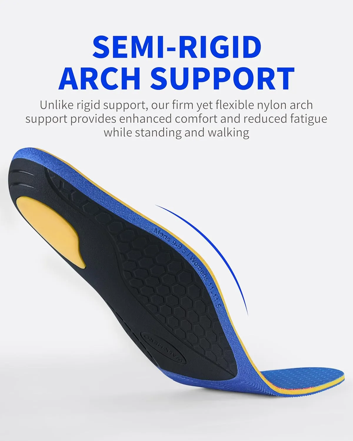 WalkHero Plantar Fasciitis Relief Inserts for Men Women - Arch Support Insoles - Full Length Orthotic Insoles for Foot Pain Arch Pain,Reduces Over-Pronation Mens 8-8.5 | Womens 10-10.5