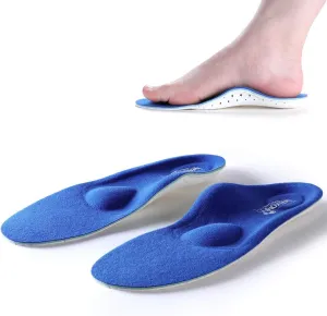 Walkomfy Full Length Orthotic Inserts Arch Support Insole for Flat Feet,Plantar Fasciitis,Feet Pain,Insoles for Men & Women (Mens 12-12 1/2 | Womens 14-14 1/2, 107F-blue)