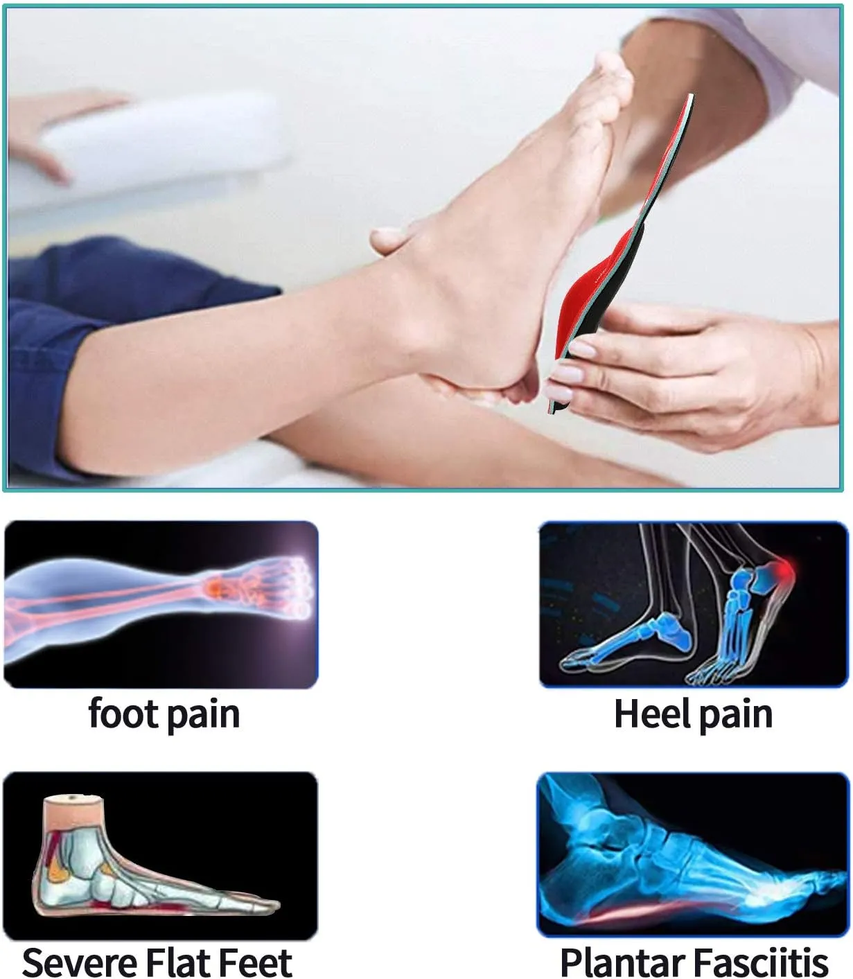 Walkomfy Pain Relief Orthotics, Plantar Fasciitis Arch Support Insoles Shoe Inserts for Maximum Support/All-Day Shock Absorption/Designed for Men and Women 29.5cm